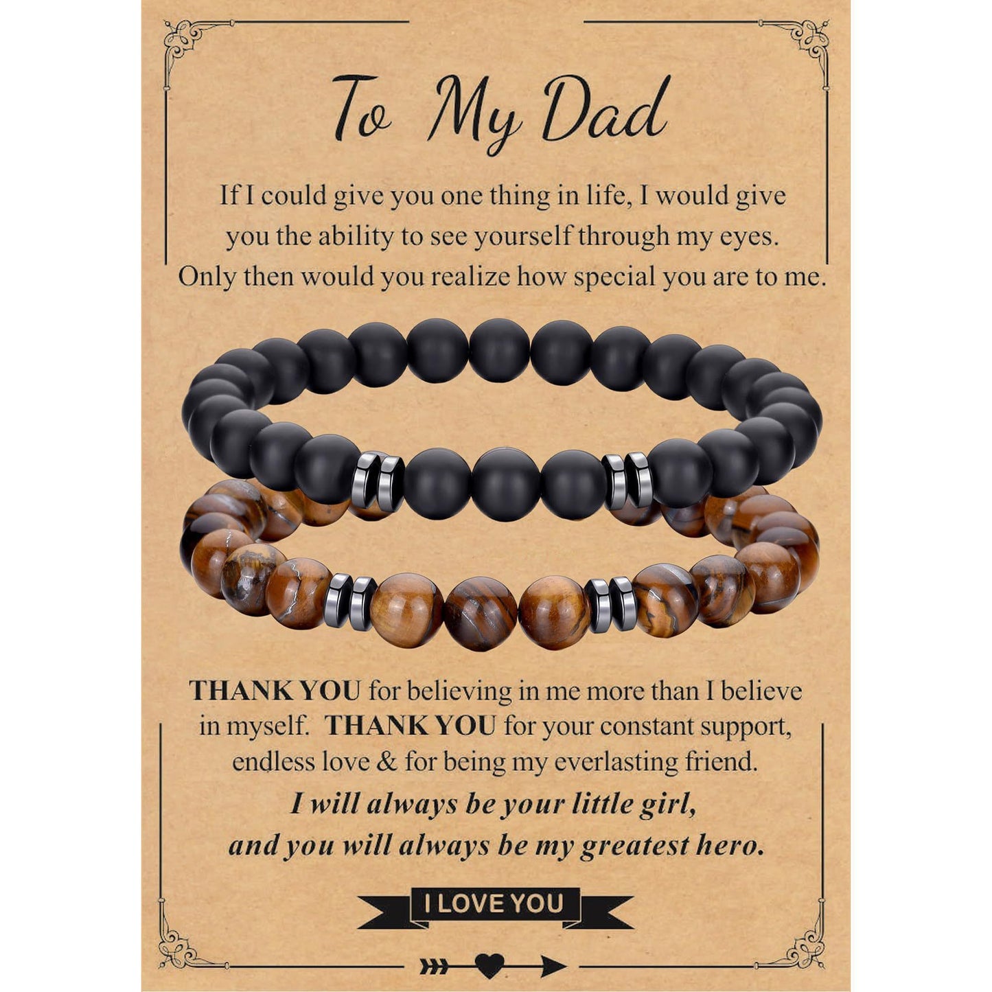 Minimalist Matte Black Tiger Eye Agate Geometric Round Beaded Bracelet for Men