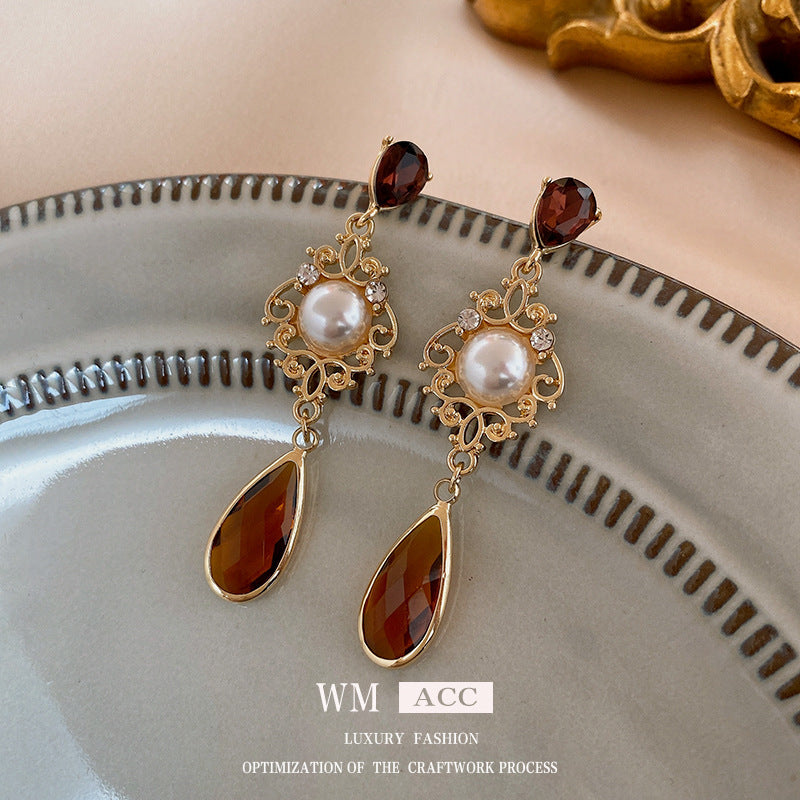 Vintage Geometric Stud Earrings in Plated Copper with Steel Posts for Women