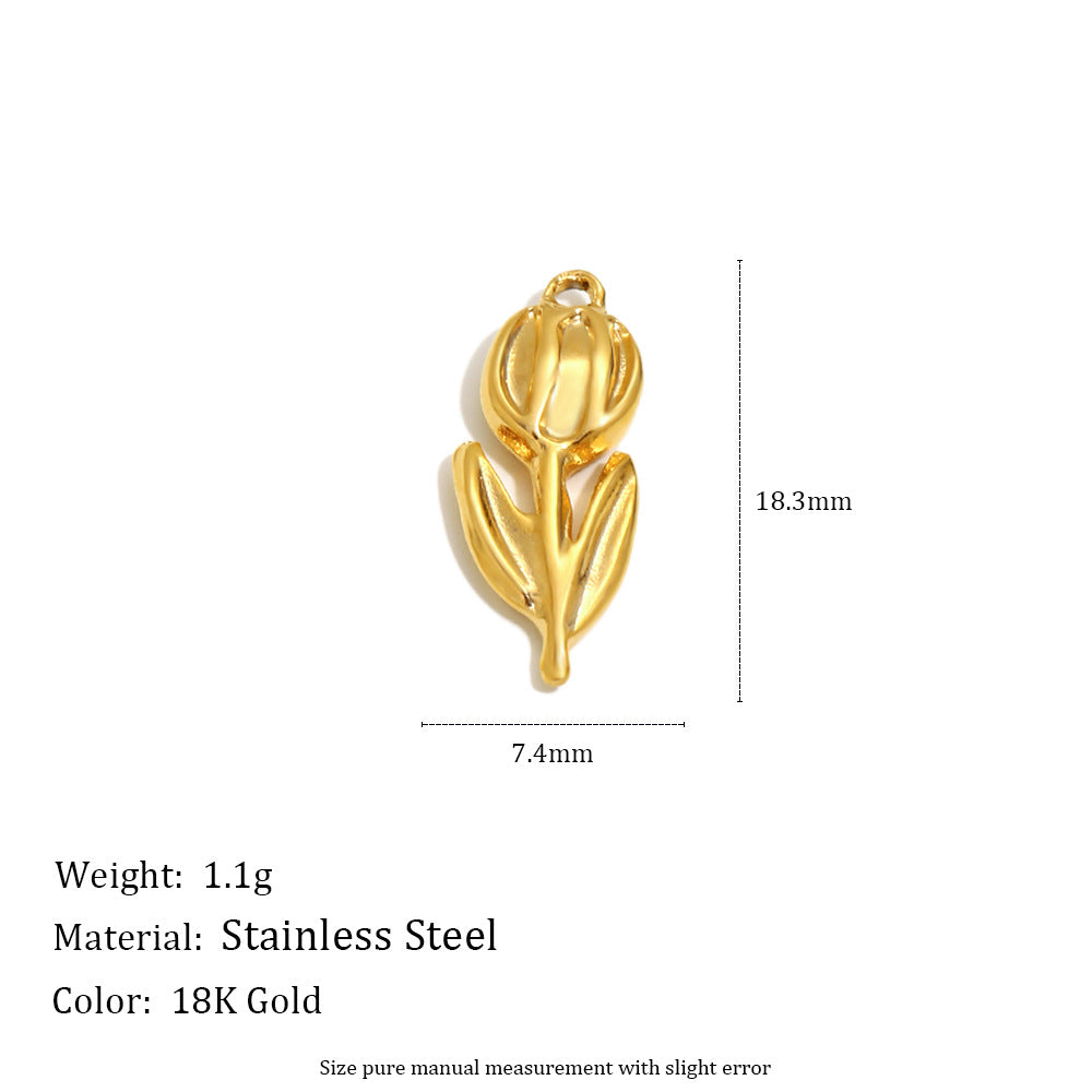 Minimalist Stainless Steel Gold Plated PVD Heart Square Star Moon Tulip Charm Bar