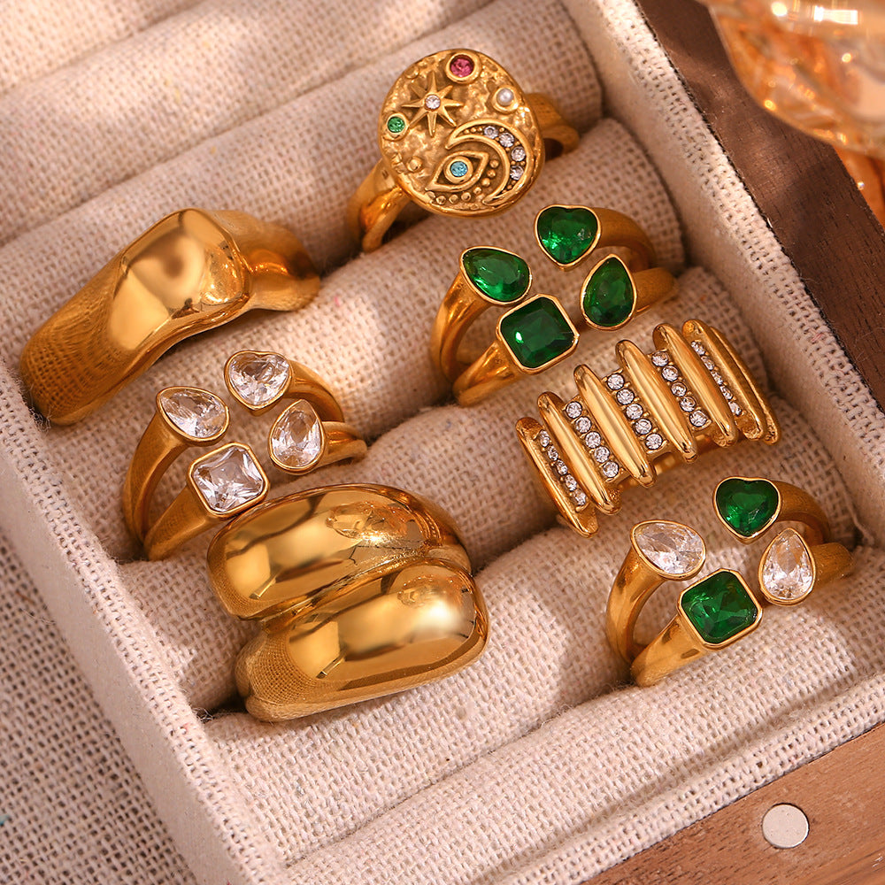 Anello minimalista geometrico in acciaio inossidabile con placcatura in oro 18 carati da donna