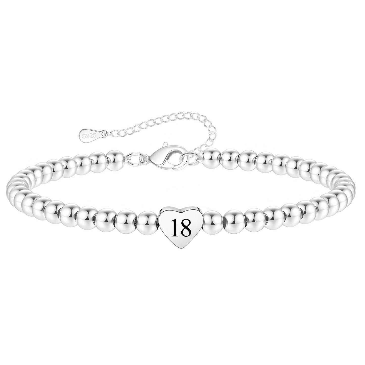 Personalized Heart Letter Number Brass Plated Silver Adjustable Bracelet Unisex Jewelry