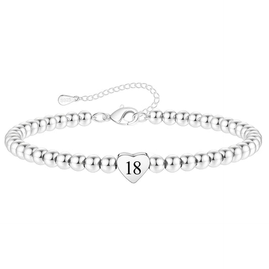 Personalized Heart Letter Number Brass Plated Silver Adjustable Bracelet Unisex Jewelry