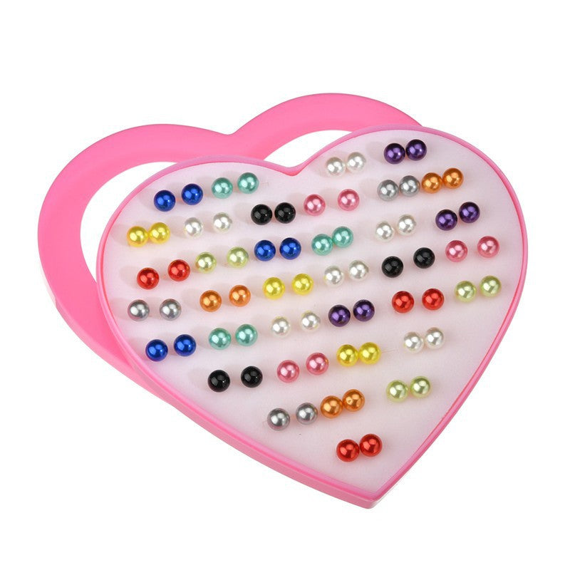 Sweet Cartoon Fruit and Geometric Heart Resin Stud Earrings Set with Stainless Steel Posts for Women