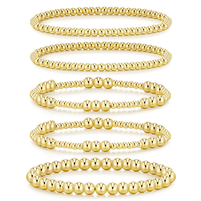 Gold Plated Hematite Beaded Stretch Bracelet Set