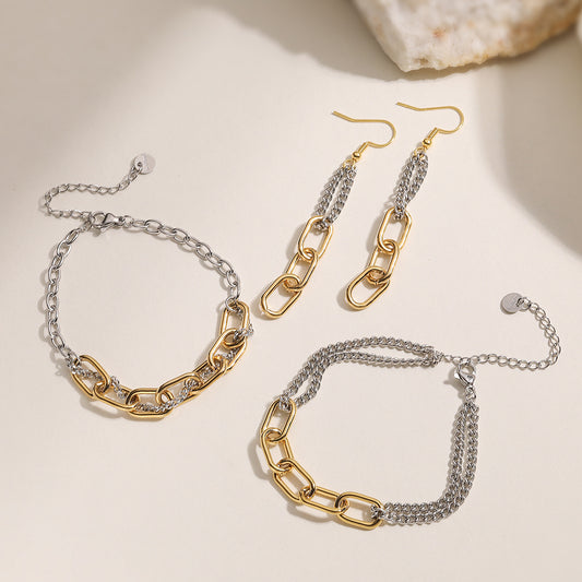 Geometric Gold Plated Stainless Steel Bracelet for Women