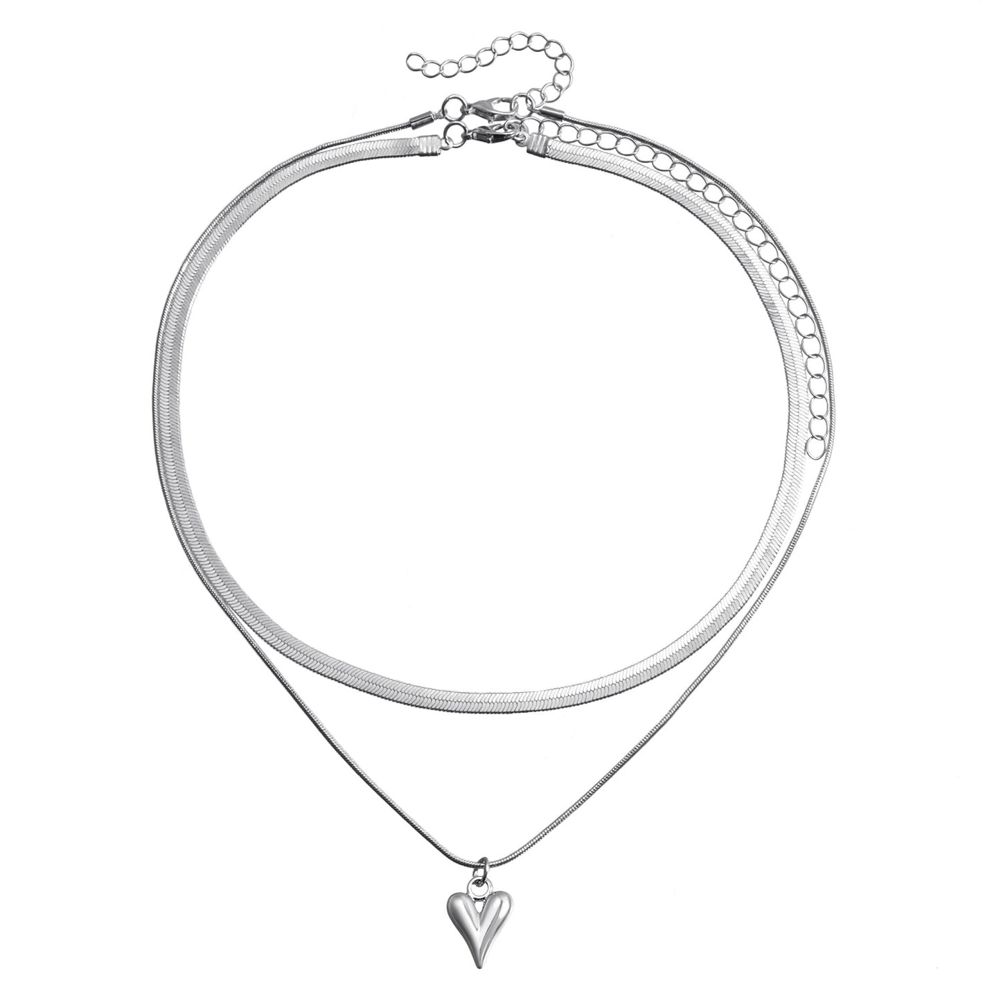 Fashion Minimalist Heart-Shaped Alloy Pendant Necklace with Snake Chain and Plated Finish for Women