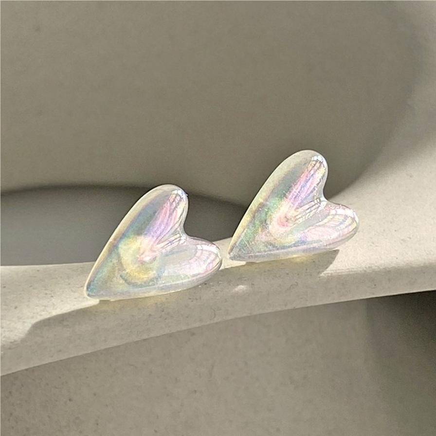Sweet Minimalist 925 Sterling Silver Irregular Heart Geometric Pearl Earrings