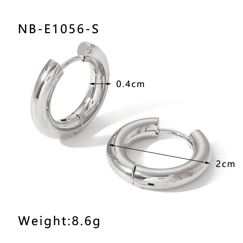 Minimalist Geometric Stainless Steel Hoop Earrings with 18K Gold Plating for Women