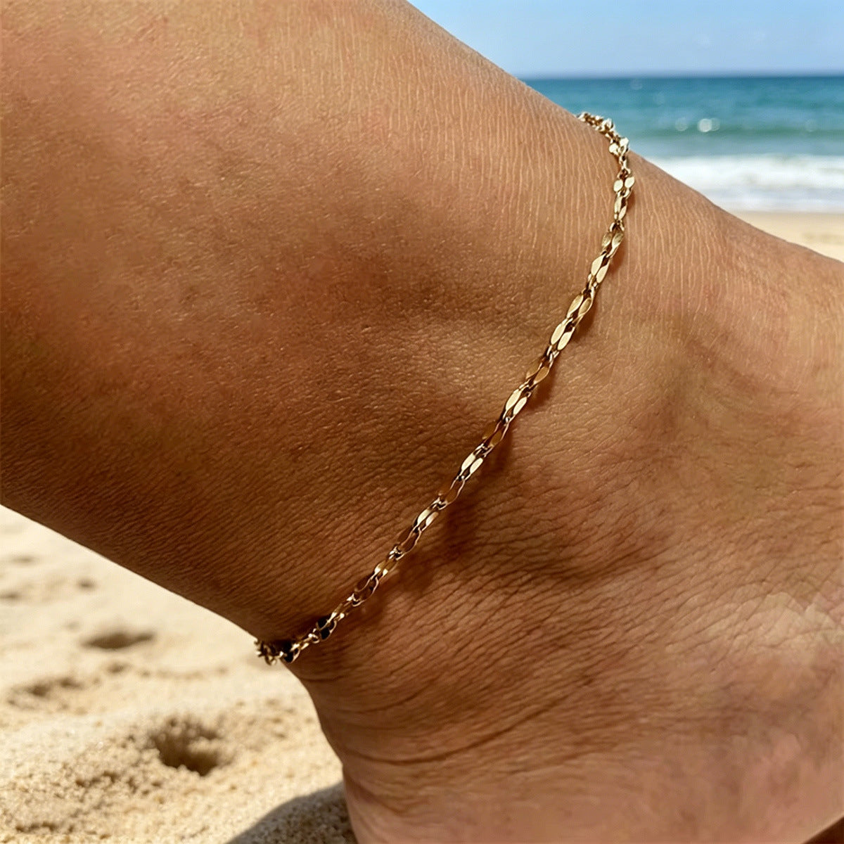 Bohemian Geometric Alloy Anklet for Women