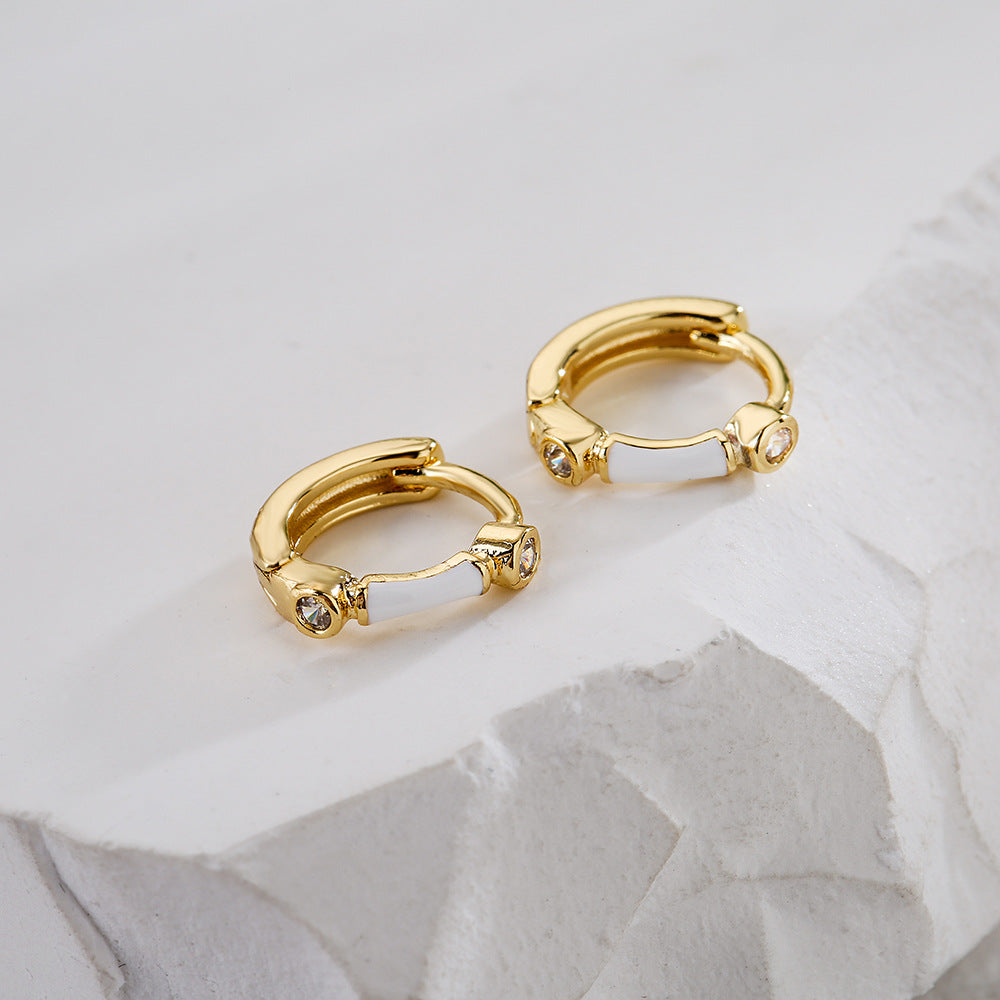 Orecchini Minimalisti Geometrici in Rame con Placcatura in Oro 18K e Finitura a Smalto da Donna