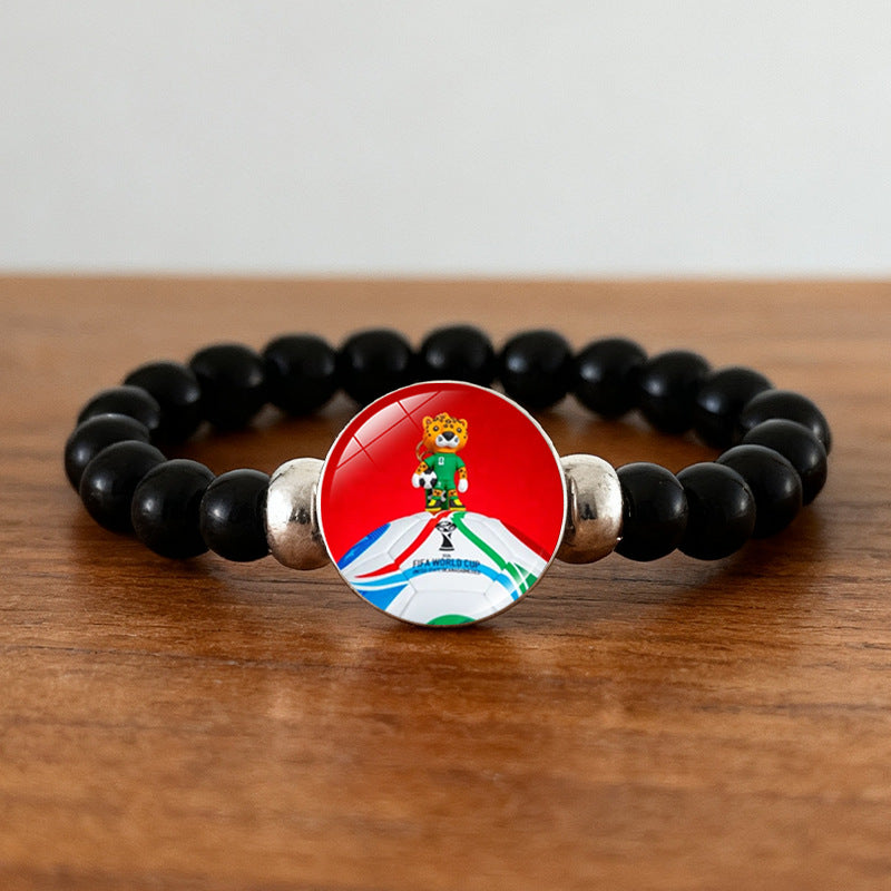 Geometric Crystal Beaded Bracelet Unisex Black Wristband