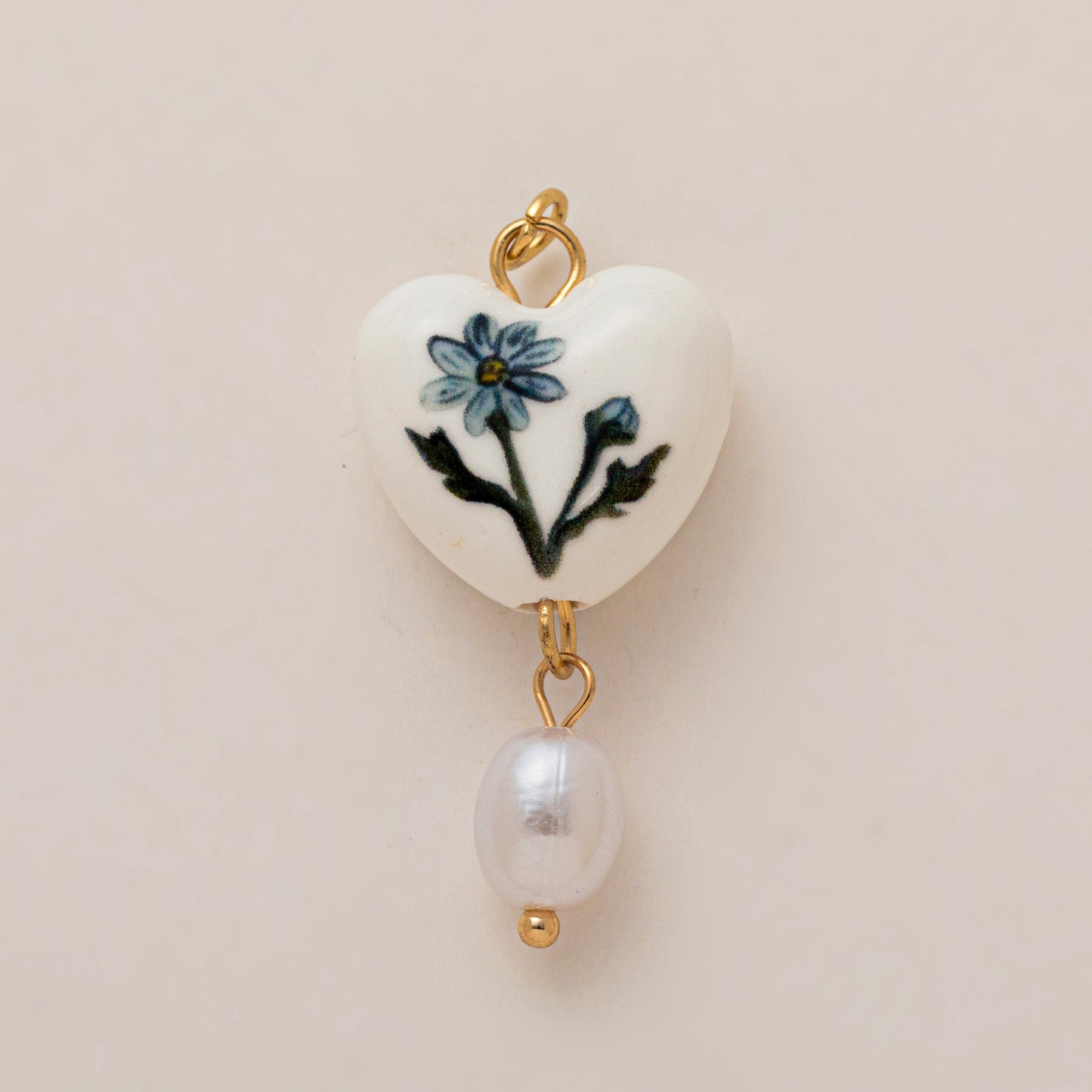 Elegant Casual Geometric Heart Ceramic Drip Oil Plated Necklace with Natural Baroque Pearl