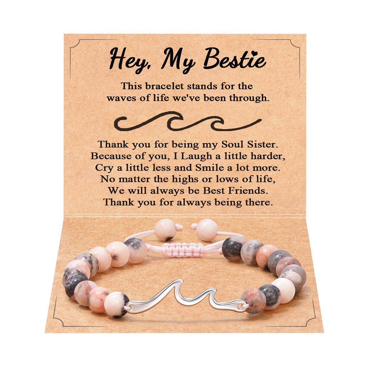 Handmade Woven Stainless Steel Beaded Bracelet with Wave Pattern