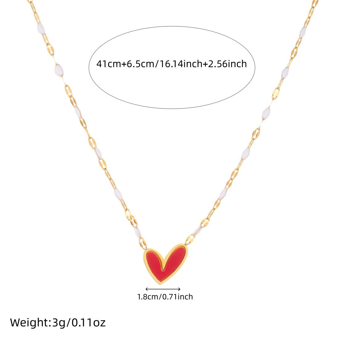 Minimalist Gold Plated Drip Oil Heart Pendant Stainless Steel Necklace for Women