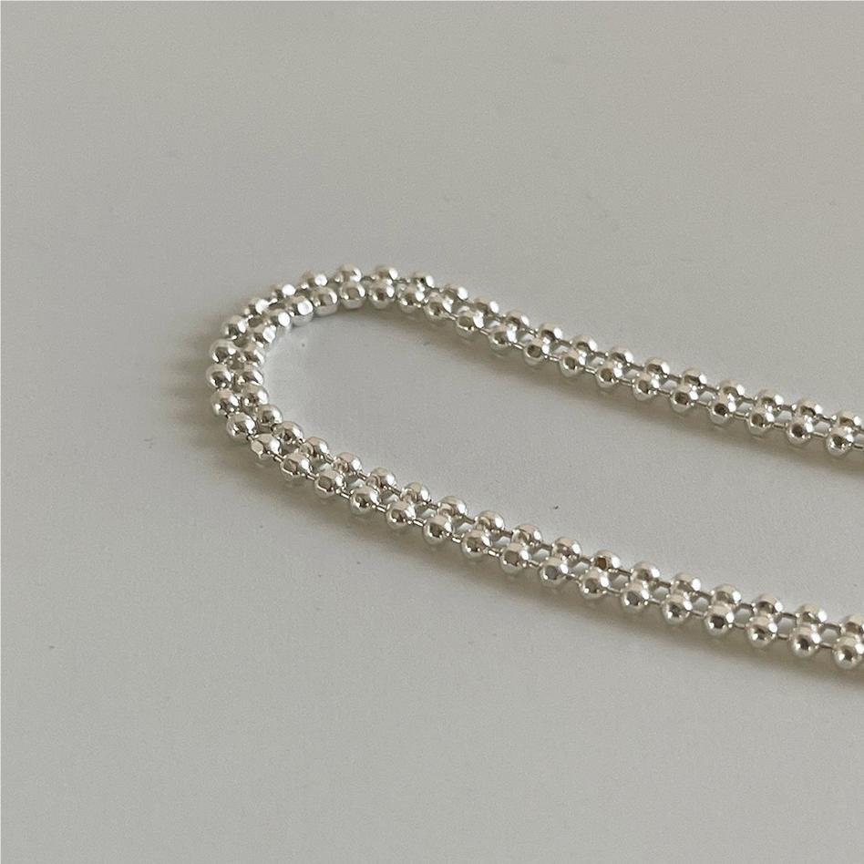 Bracciale con catena a sfera geometrica rotonda minimalista in argento sterling 925