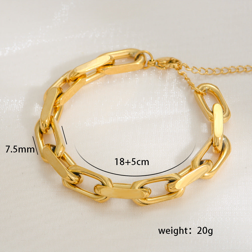 Bracciale Minimalista Cuban Link in Acciaio al Titanio Placcato Oro 18K per Donna e Uomo