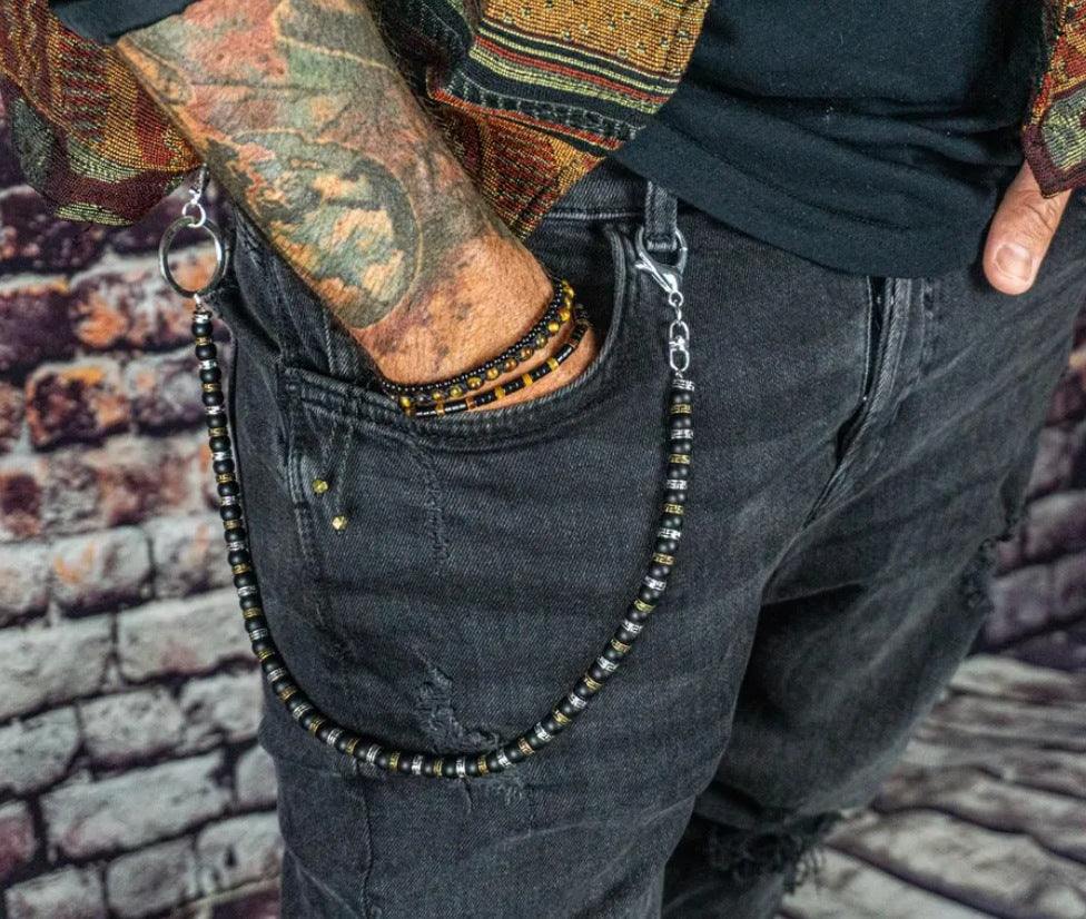 Vintage Punk Bohemian Polished Glass Bead Waist Chain Unisex Belt