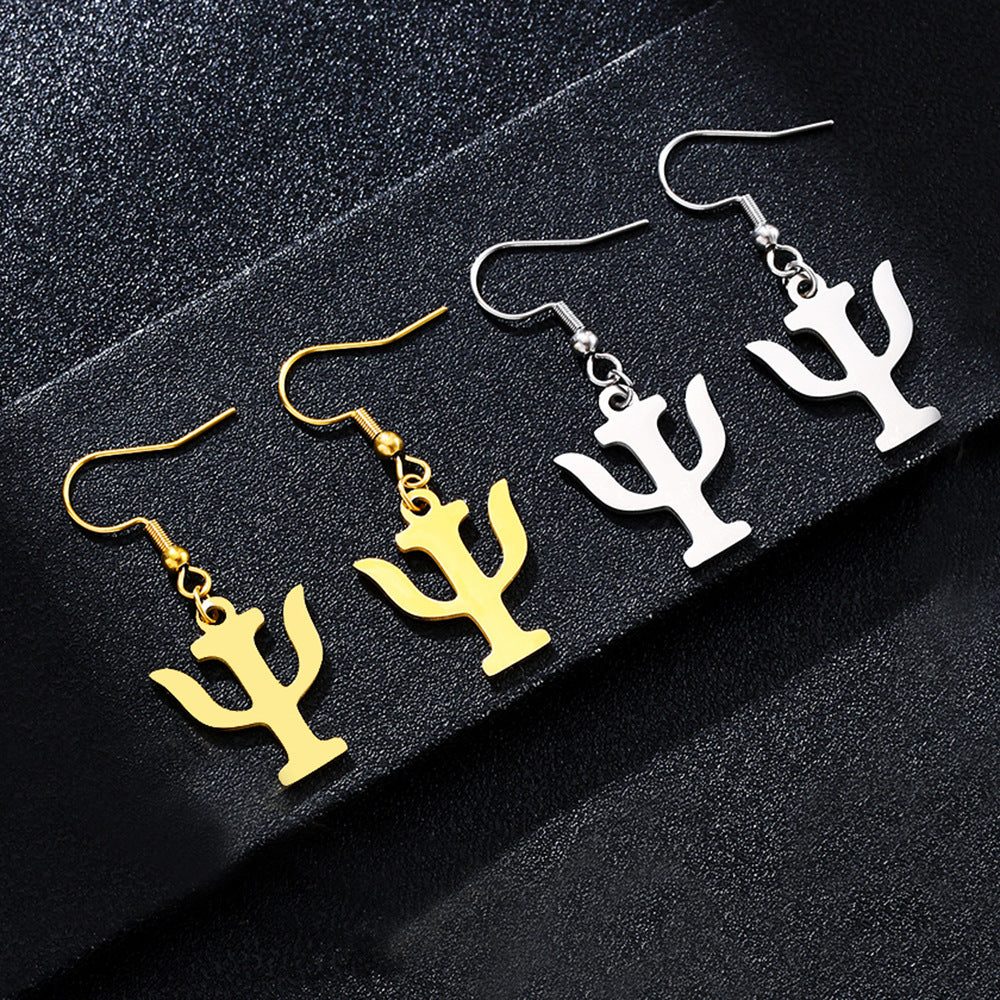 Pendientes colgantes con símbolo psicológico geométrico casual de acero inoxidable con acabado chapado para mujer