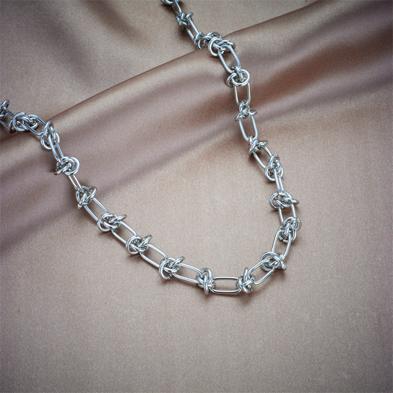 Collana e braccialetto unisex in acciaio al titanio placcato in stile punk con catena robusta