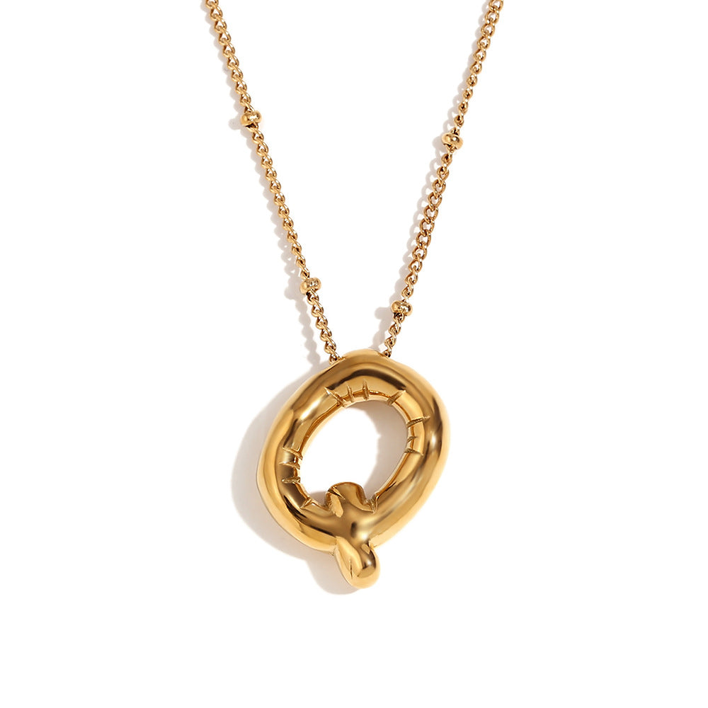 Fashionable Letter-Shaped Stainless Steel Pendant Necklace with 18K Gold Plating for Women