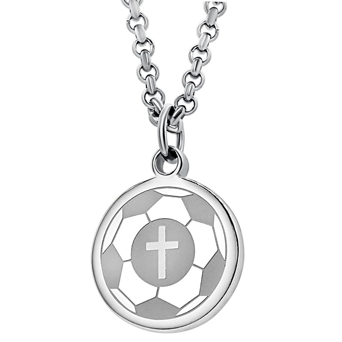 Collana girocollo da donna con ciondolo rotondo geometrico minimalista in acciaio al titanio con finitura lucida e catena a O