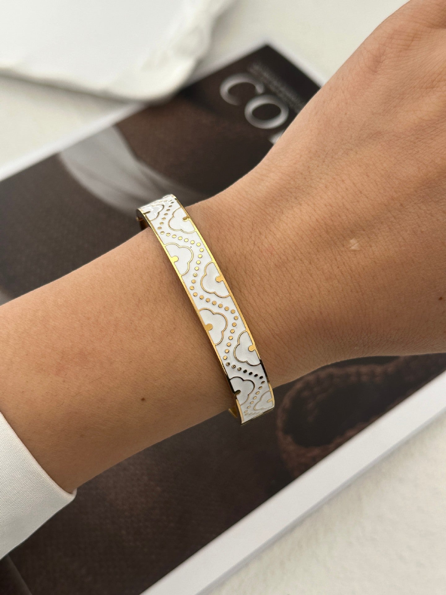 Elegante Bracciale a Maglie con Perle e Stella in Acciaio Inossidabile Placcato da Donna
