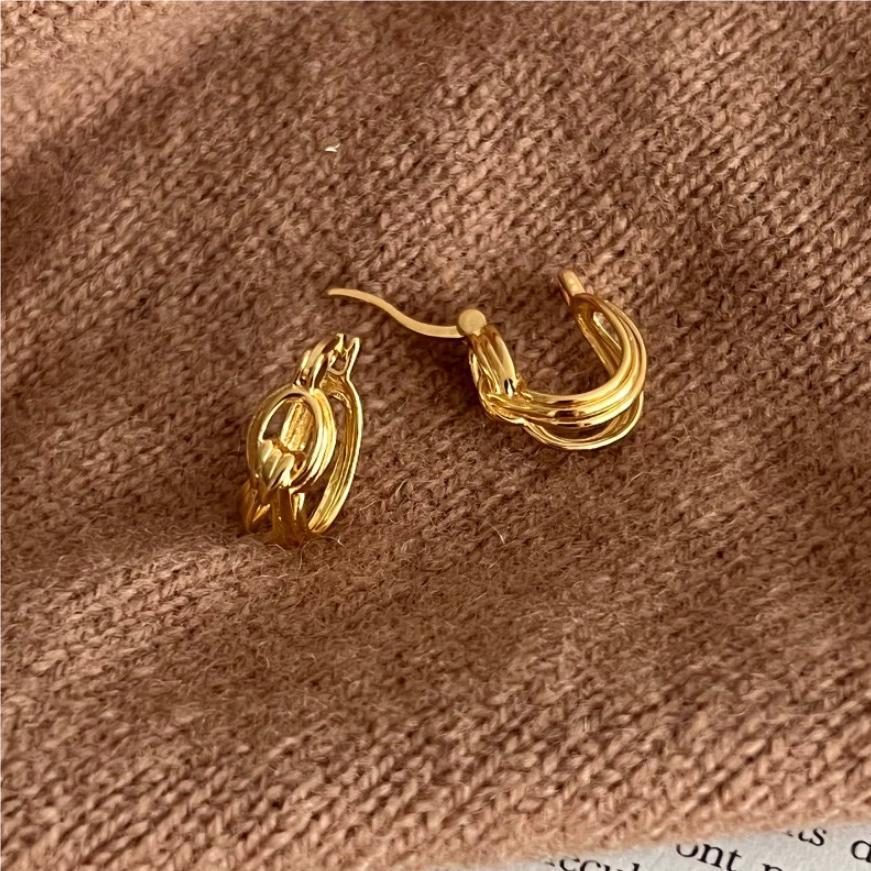 Minimalist Geometric Letter Stud Earrings in 925 Sterling Silver with Gold Plating