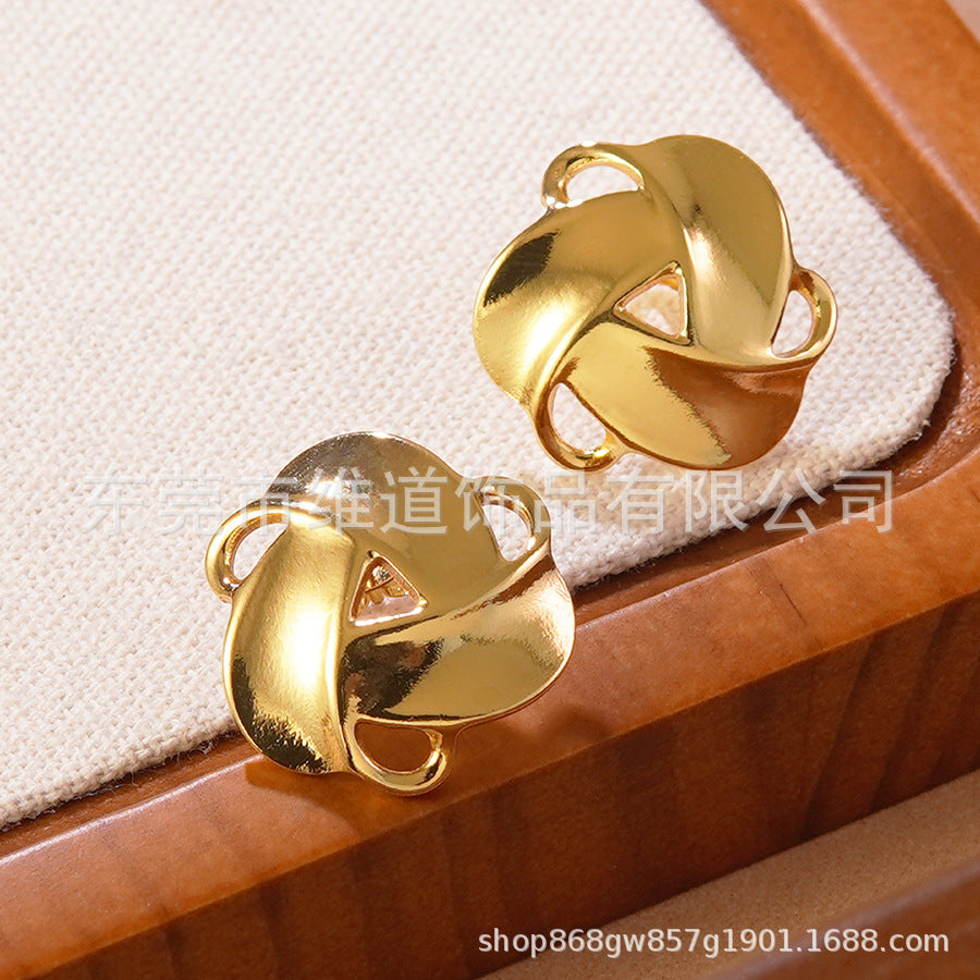 Casual Geometric Stainless Steel Spark Earrings with Hollow Irregular Design