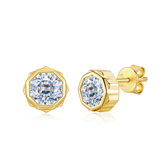 Minimalist Geometric 925 Sterling Silver Moissanite Stud Earrings for Women
