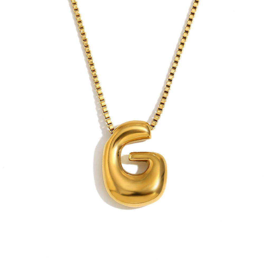 Minimalist Fashion Letter Necklace for Women Stainless Steel Pendant with 18K Gold Plating