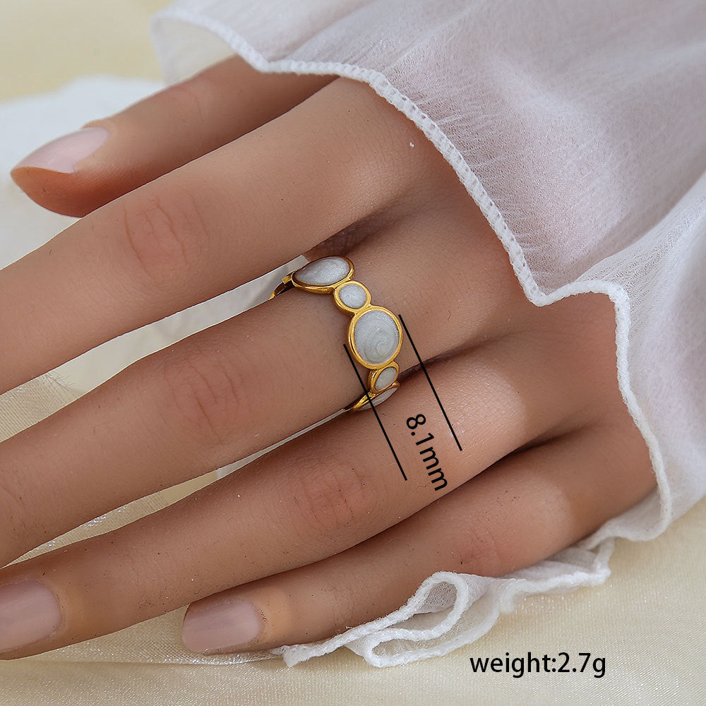 Anello Minimalista a Forma di Foglia in Acciaio Inossidabile Placcato Oro 18K da Donna e da Uomo