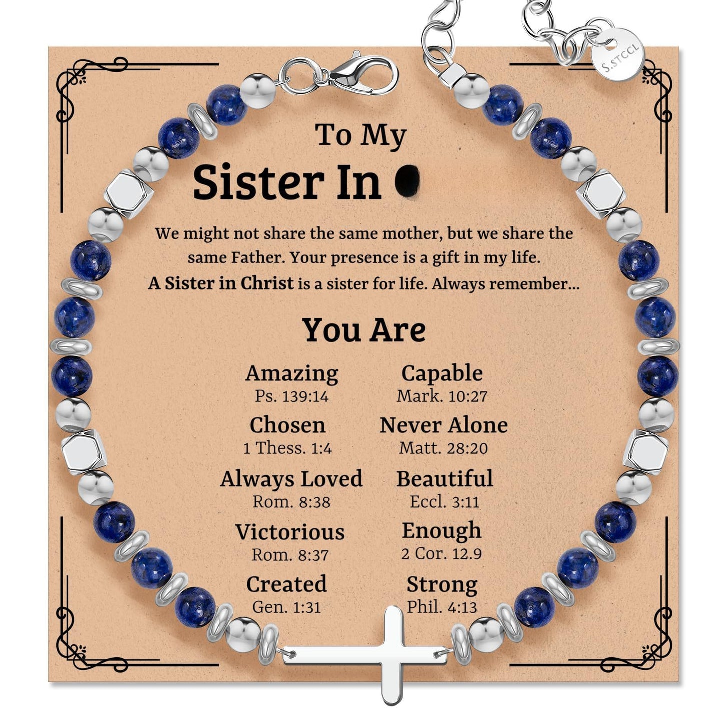 Minimalist Geometric Cross Lapis Lazuli Stainless Steel Adjustable Bracelet with Lobster Clasp