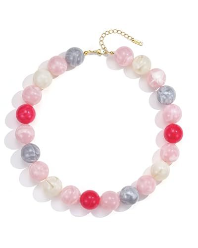 Casual Round Acrylic Bead Necklace Polished Ball Chain Women's Fashion Choker