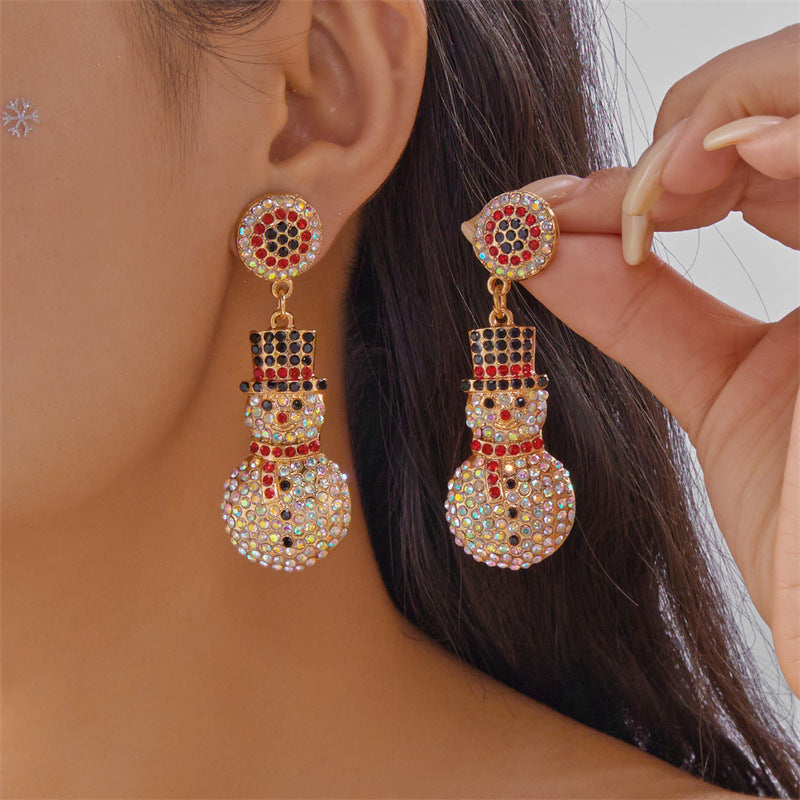 Pendientes colgantes con temática navideña con dijes de Papá Noel, reno, muñeco de nieve, hombre de jengibre y campana de aleación de zinc, acabado galvanizado, unisex.