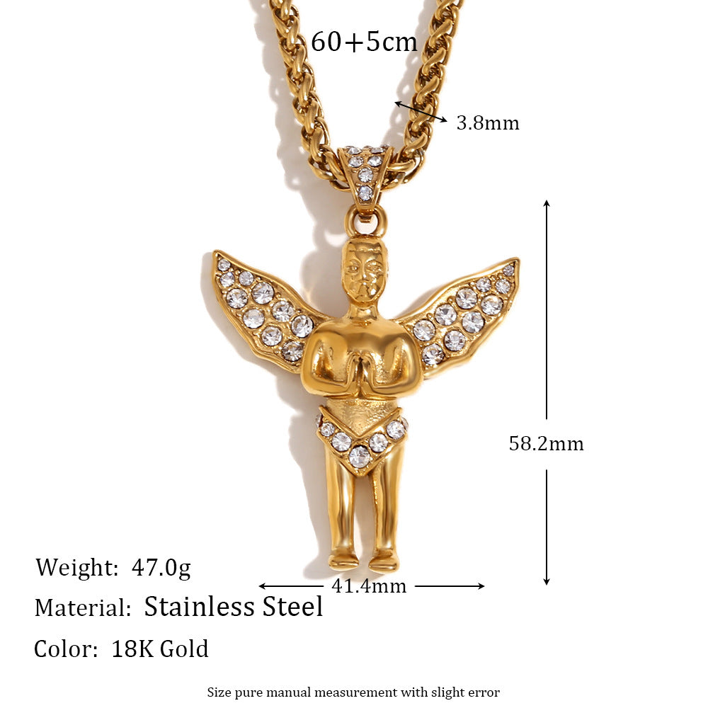 Minimalist Bird-Shaped Pendant Necklace for Women Stainless Steel with 18K Gold Plating