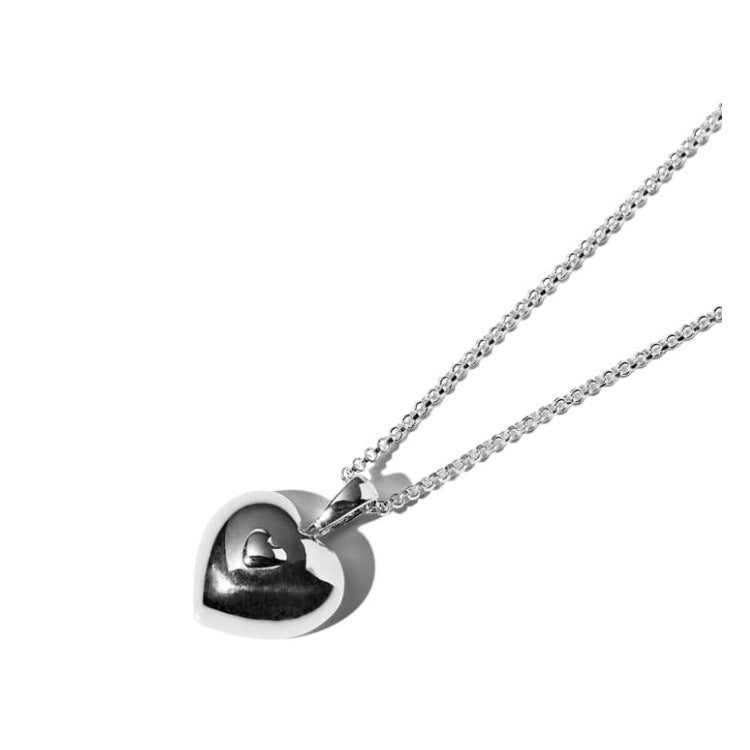 Collana minimalista a forma di cuore in argento sterling 925 con effetto fiamma fredda