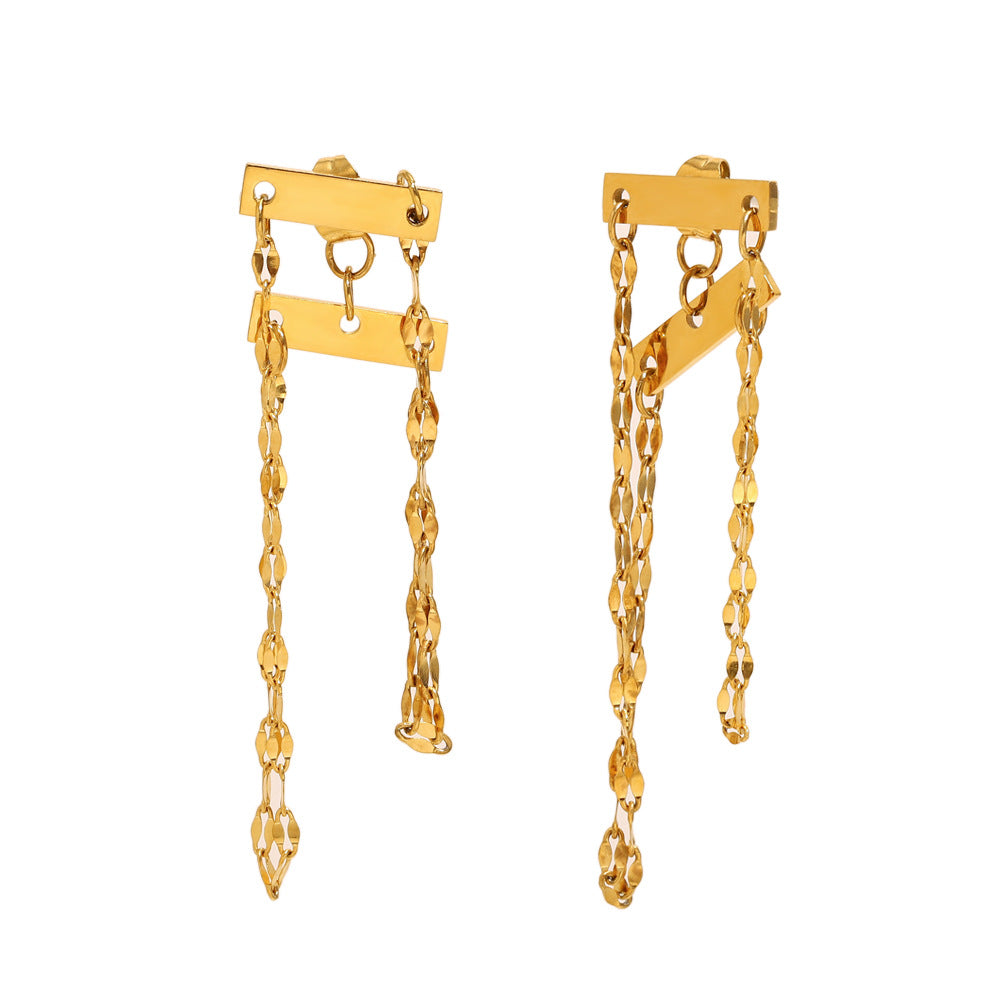 Orecchini minimalisti in acciaio inossidabile a forma di labbra con placcatura in oro 18K e nappe pendenti da donna