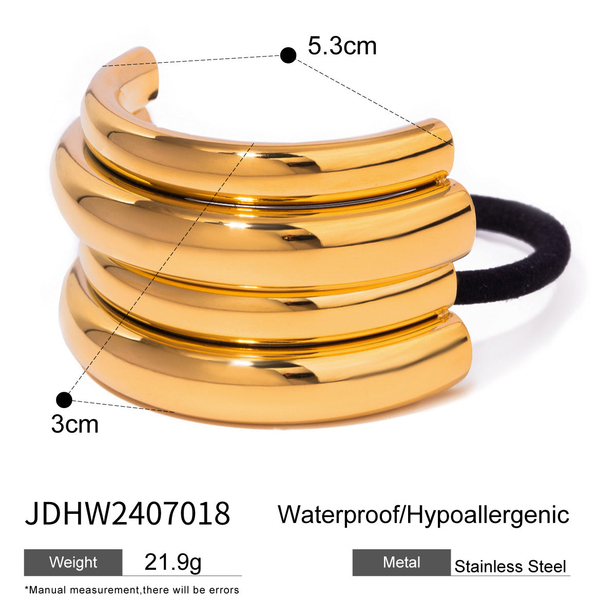 Minimalist Geometric Stainless Steel Hair Tie with Plated Finish for Ponytail