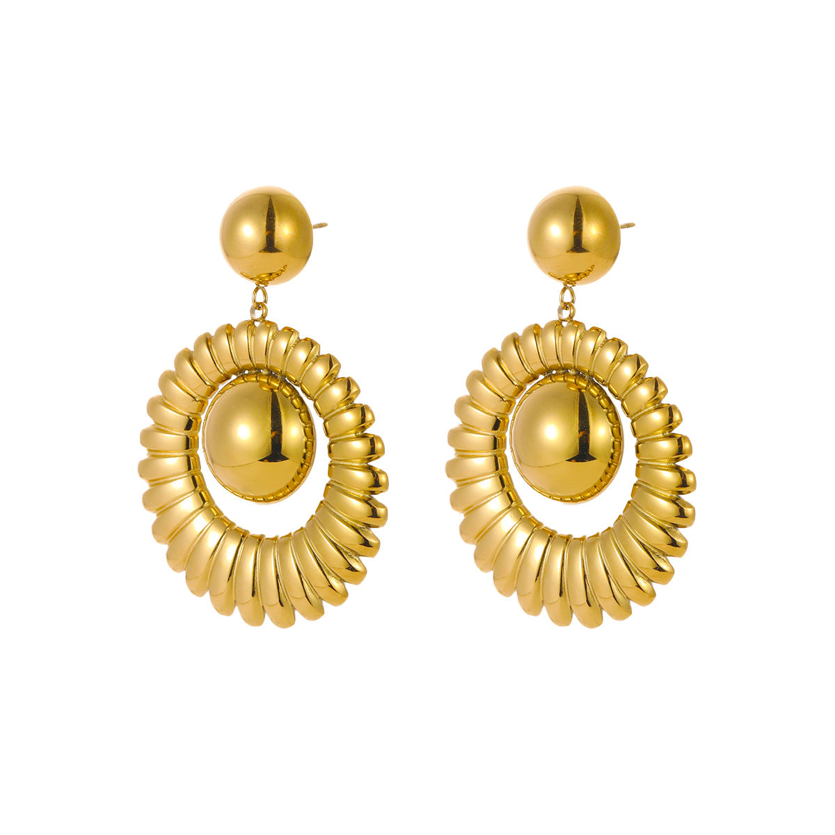Orecchini geometrici in acciaio inossidabile stile francese vintage con placcatura in oro 18 carati e argento per donna