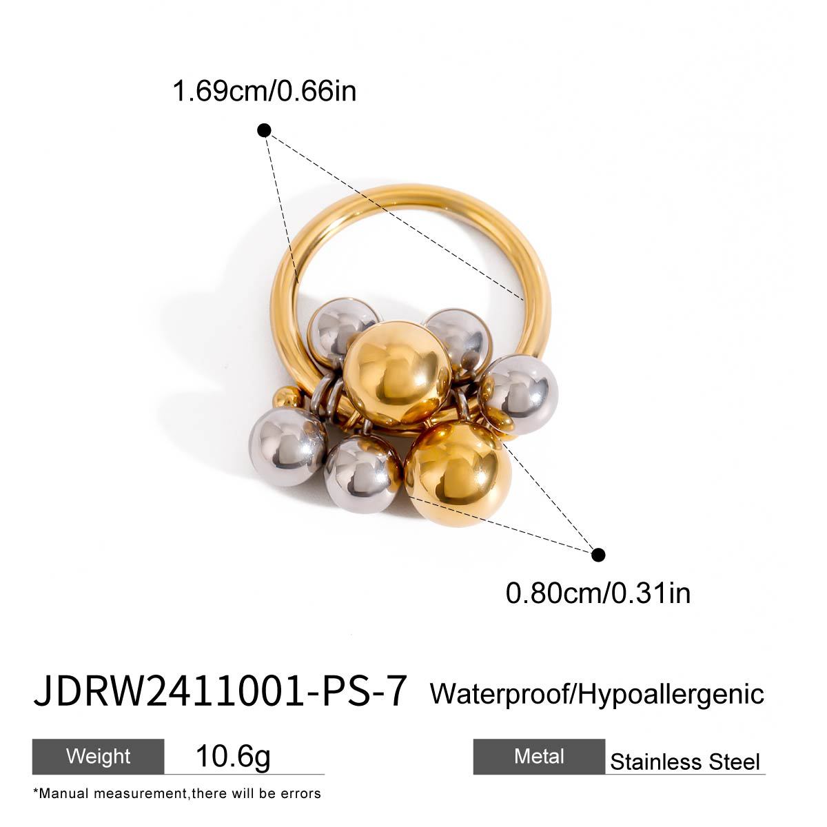 Anello da donna in acciaio inossidabile geometrico con finitura placcata, accessorio di moda di lusso minimalista