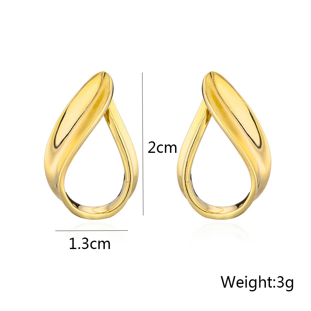 Minimalist Geometric Drop Earrings in Copper with 925 Sterling Silver Posts for Women