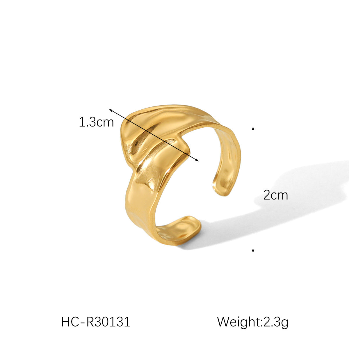 Minimalist 18K Gold Plated Heart Shape Open Ring Stainless Steel Women Jewelry