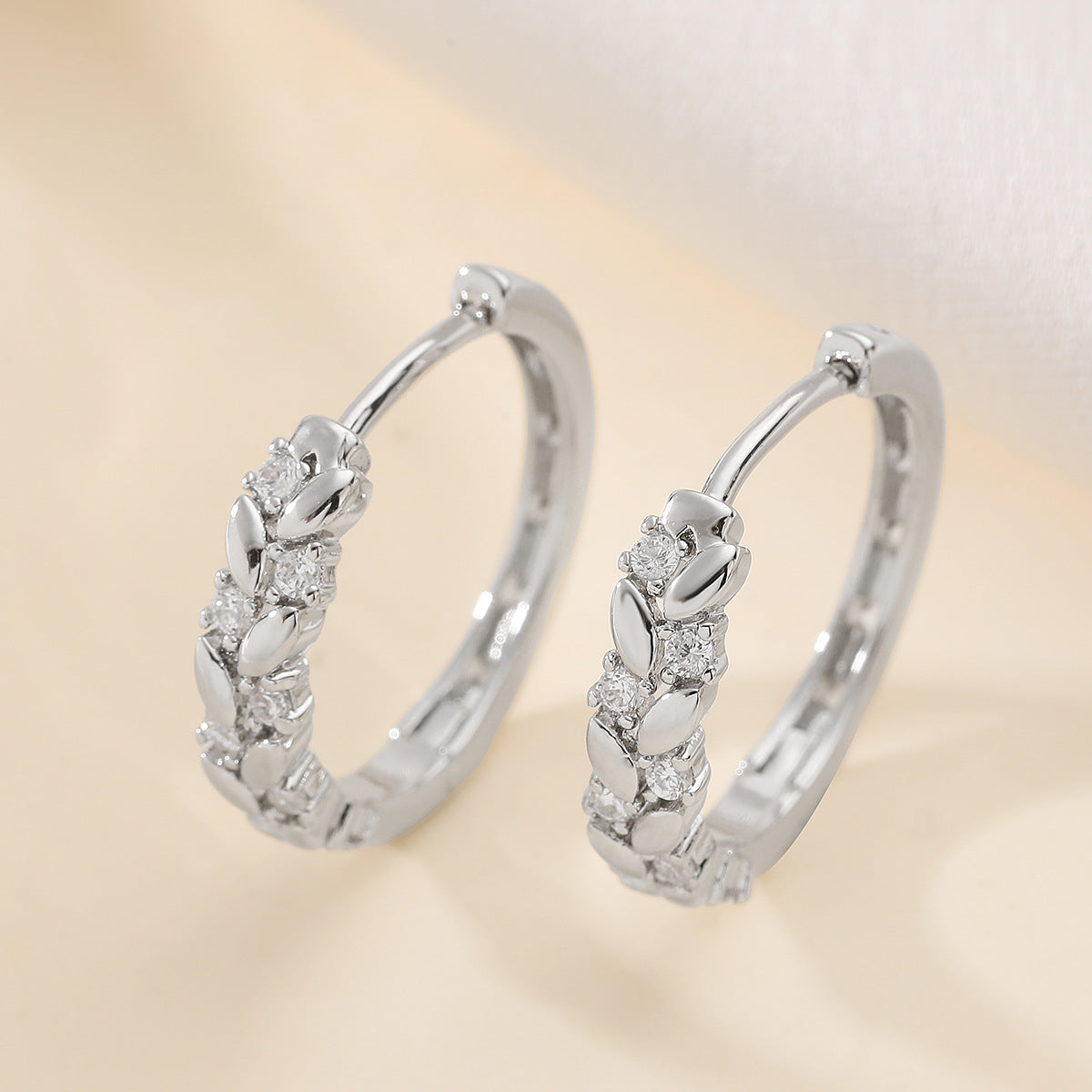 Elegant Minimalist Geometric Brass Gold Plated Hoop Earrings with Cubic Zirconia Inlay for Women