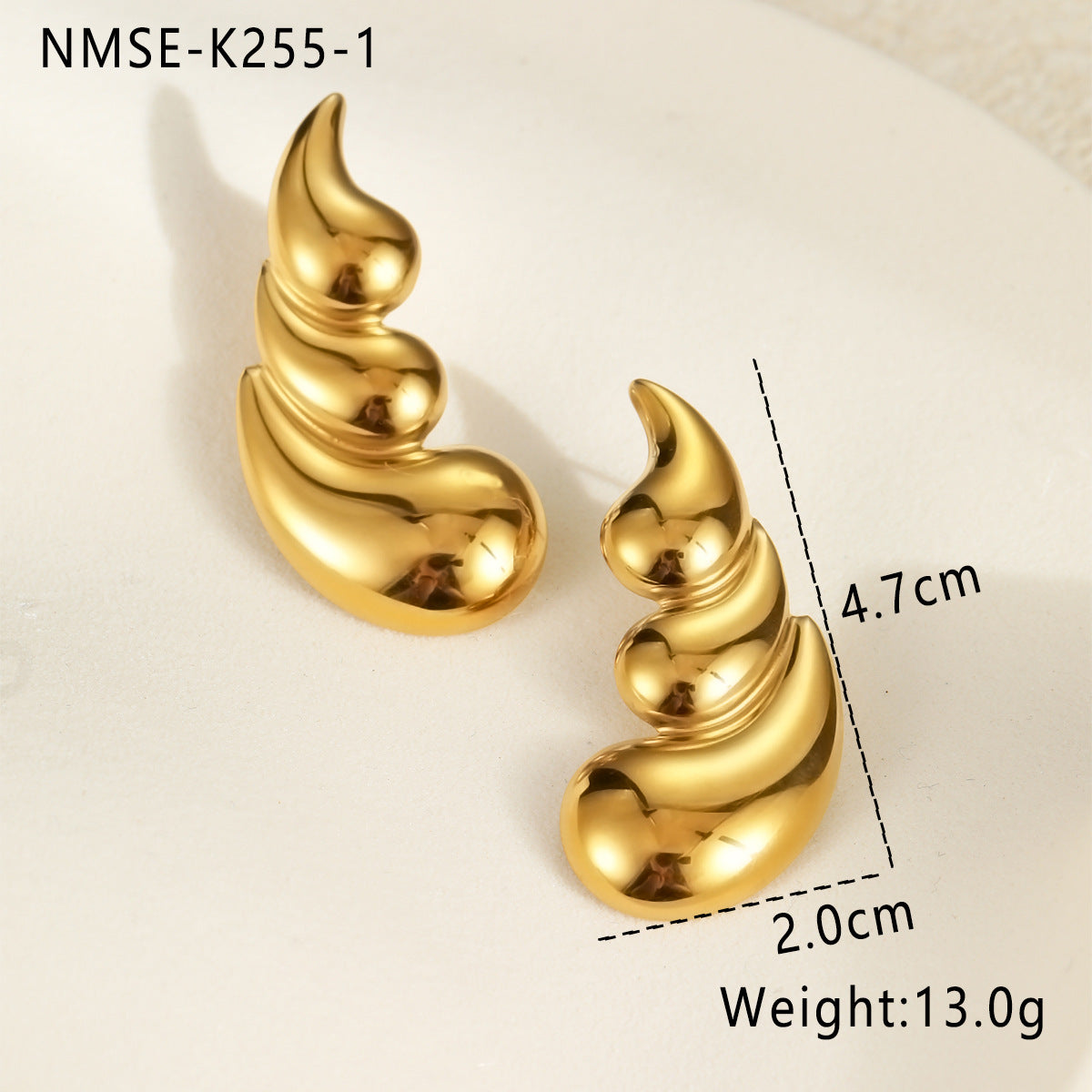 Elegantes pendientes geométricos de acero inoxidable con baño de oro de 18K para mujer
