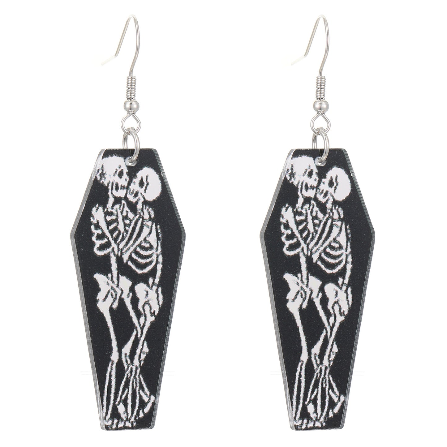 Pendientes acrílicos de dibujos animados de calavera de cereza de Halloween y rana solitaria para mujer con postes de oro de 14 quilates