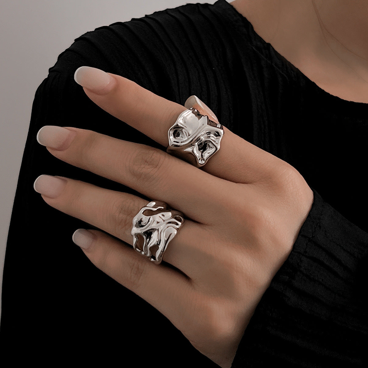 Irregular Textured Wrinkled Lava-Style Alloy Bracelet for Women with Electroplated Finish
