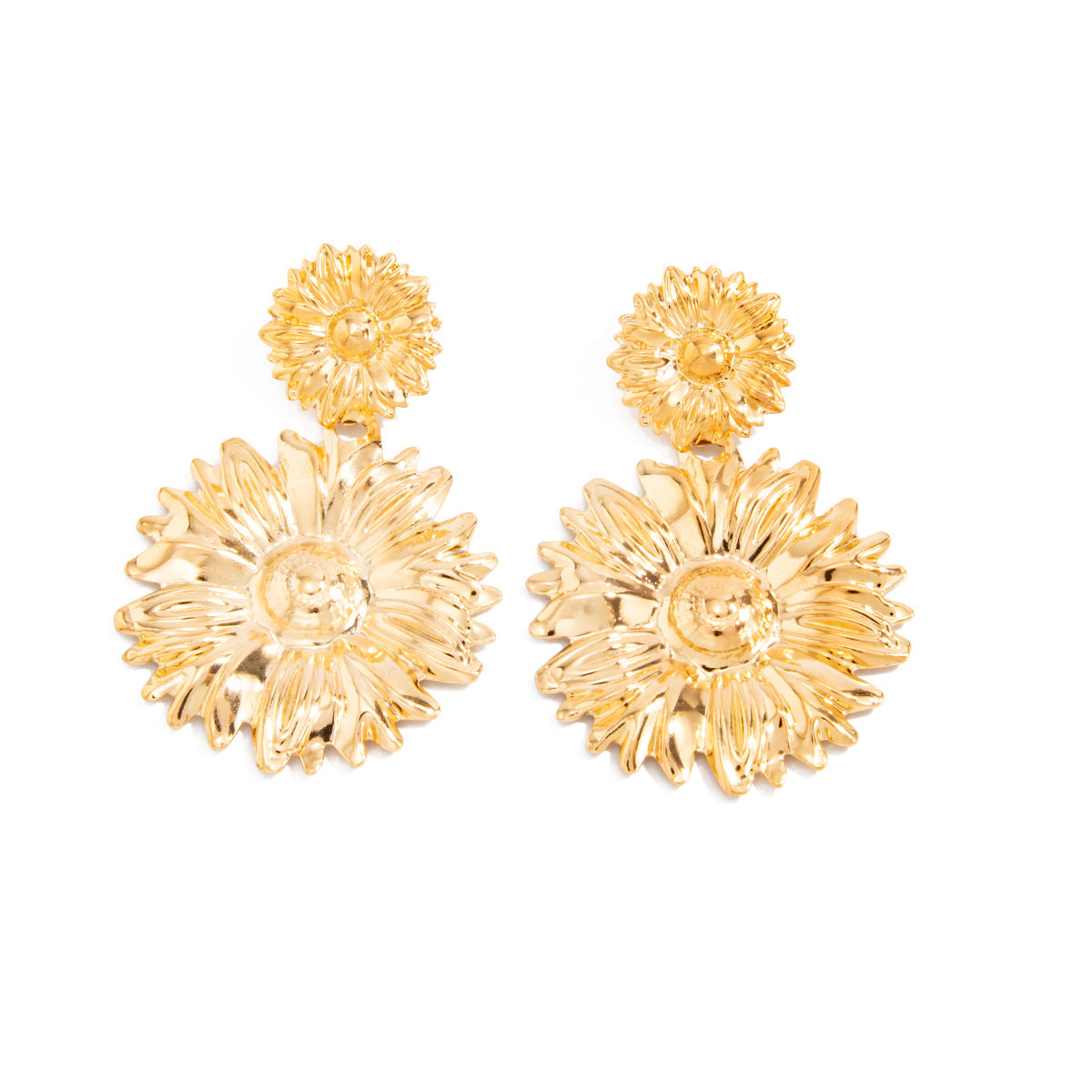 Minimalist Geometric Sunflower Pearl Drop Earrings Alloy Plated Fashion Ear Clips for Women