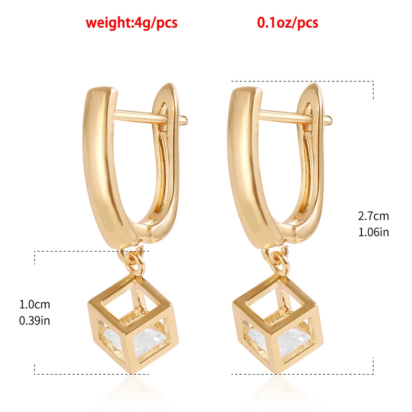 Geometric Fashion Earrings for Women with Metal Frame Electroplated Square Hollow-Out Design