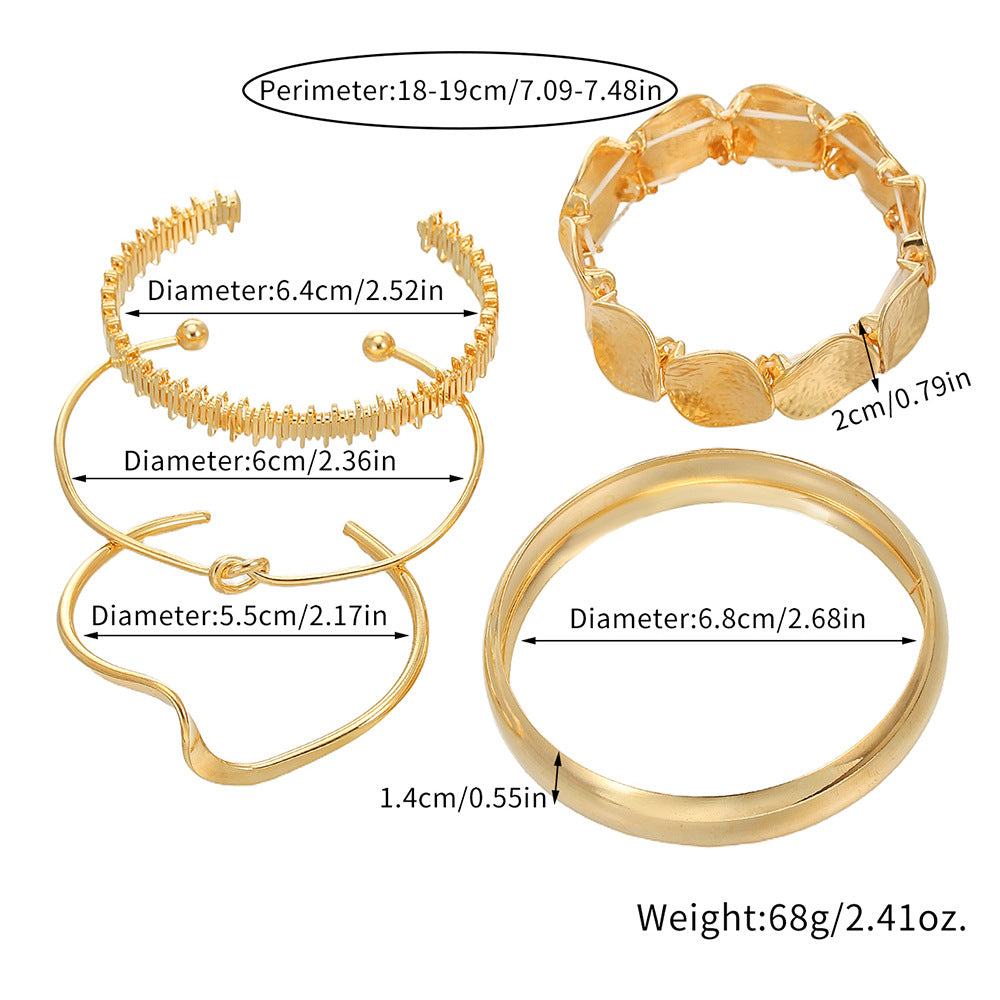 Exaggerated Irregular Twisted Open Cuff Bracelet Gold Plated Alloy Streetwear Jewelry for Women