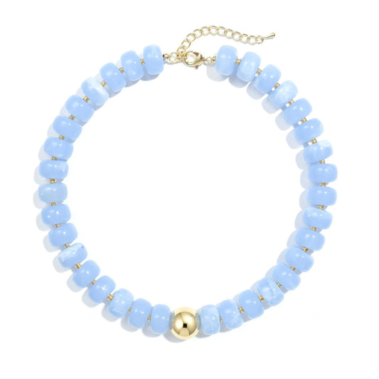 Casual Geometric Round Resin Acrylic Beaded Necklace for Women